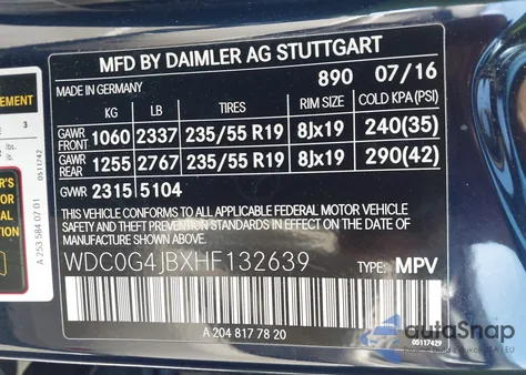 2017 Mercedes-Benz Glc 300 z USA, uszkodzony, nr VIN WDC0G4JBXHF132639